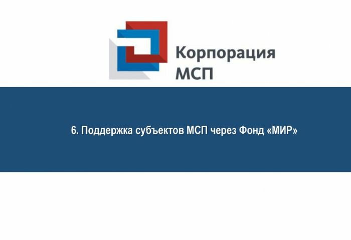 Финансовая поддержка субъектов МСП